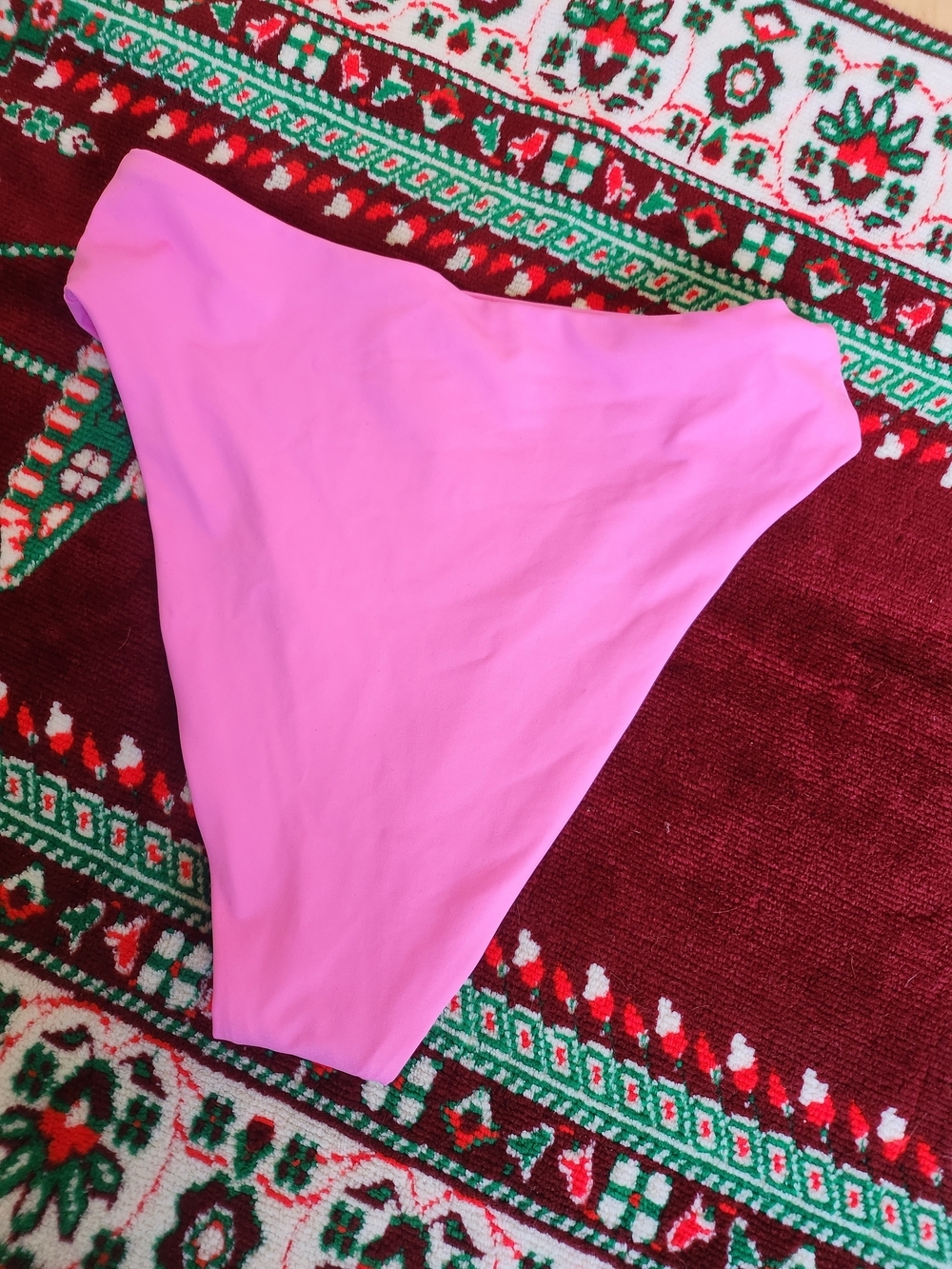 SKIMS High-Waist, High-Cut Neon Pink Orchid Swim Bottoms - Picture 3 of 4